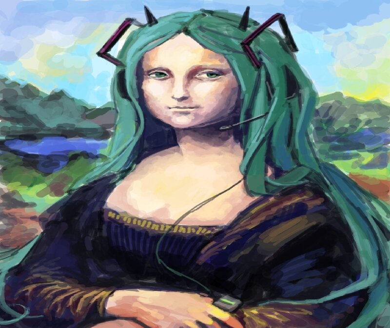 Green-haired Woman with Headset