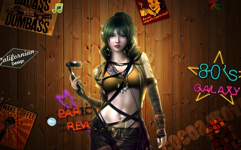 Green-haired Woman with Microphone