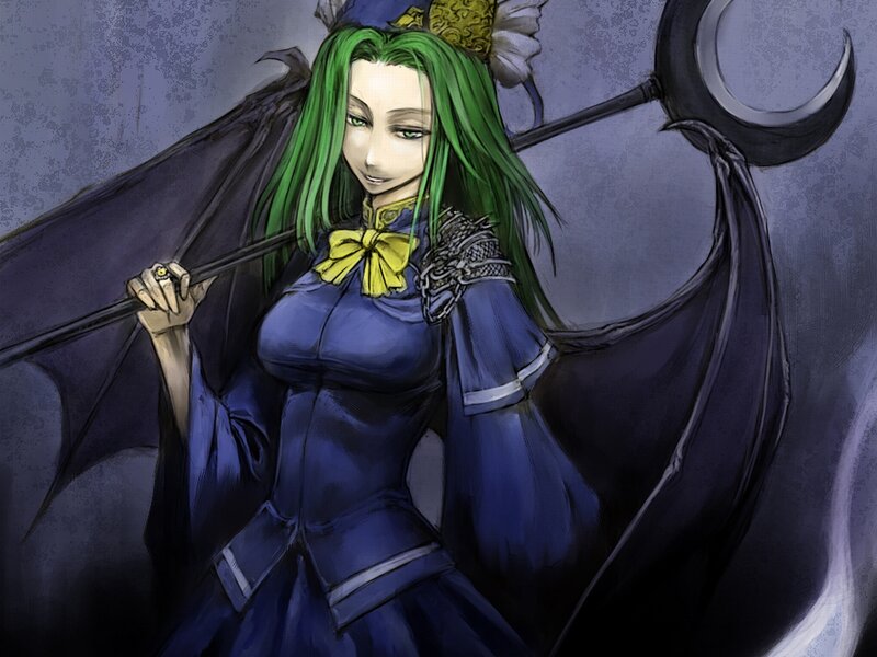 Green-haired Woman with Scythe — Blue