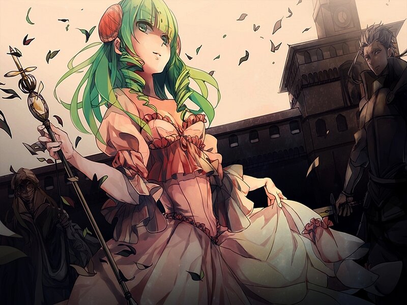 Green-haired Woman with Staff — Green, Dramatic