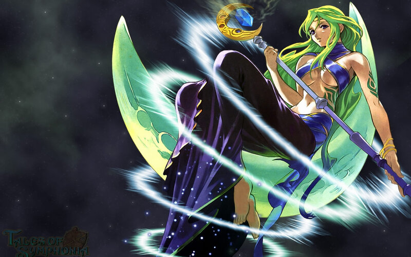 Green-haired Woman with Staff