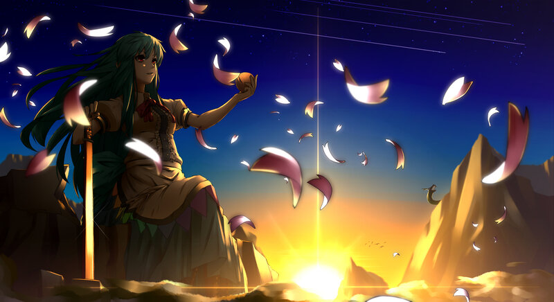 Green-haired Woman with Sword — Blue