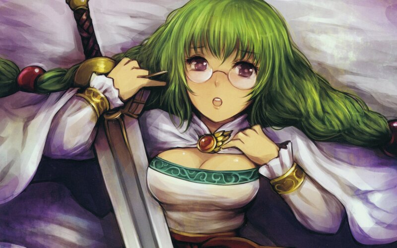 Green-haired Woman with Sword — Green, Dramatic