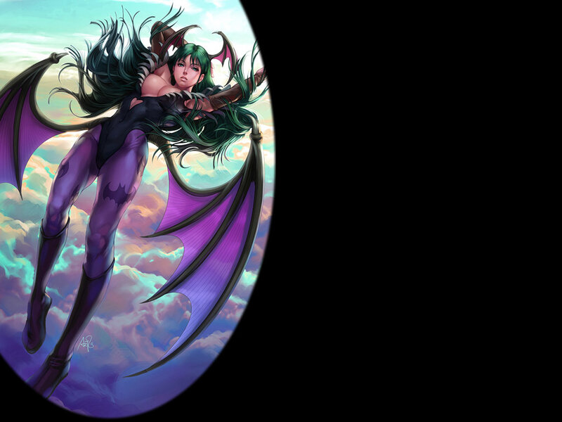 Green-haired Woman with Wings — Purple
