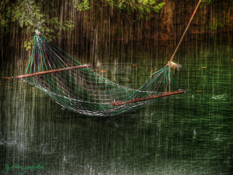 Green Hammock in Rain