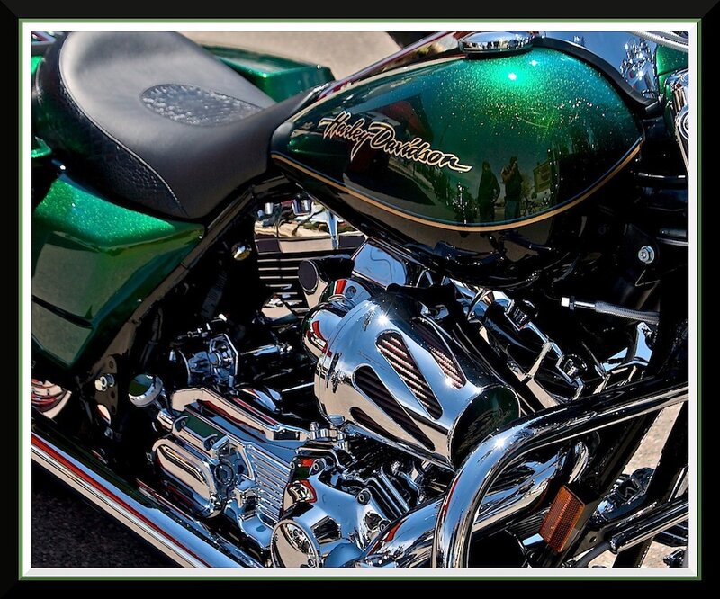 Green Harley-davidson Motorcycle — Detailed