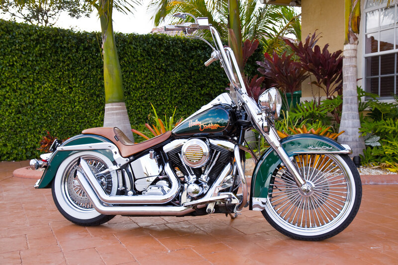 green harley-davidson motorcycle