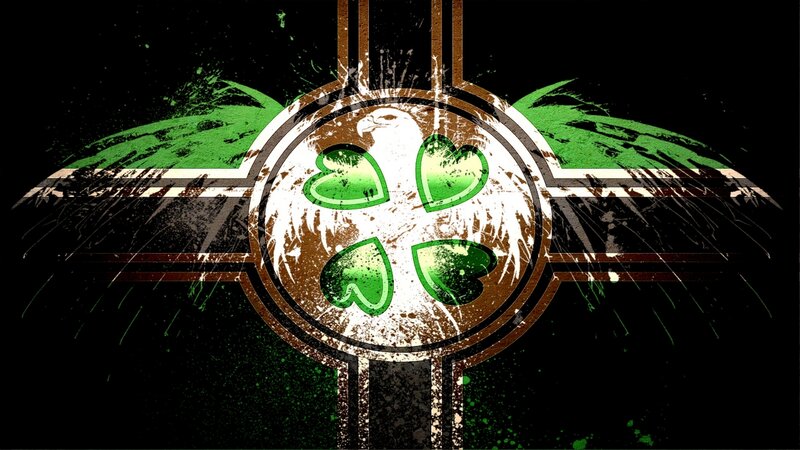 green heart emblem with eagle