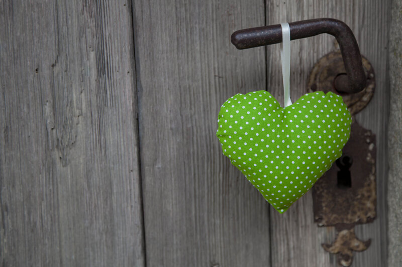 Green Heart Hanging on Door
