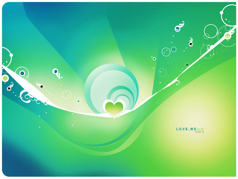 Green Heart in Abstract Design