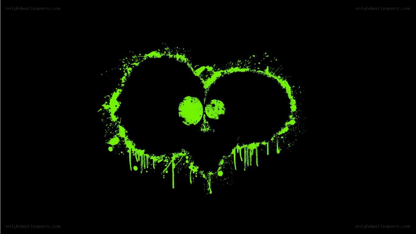 green heart skull design