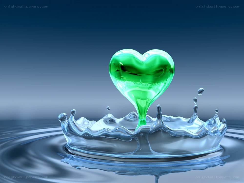 green heart water splash