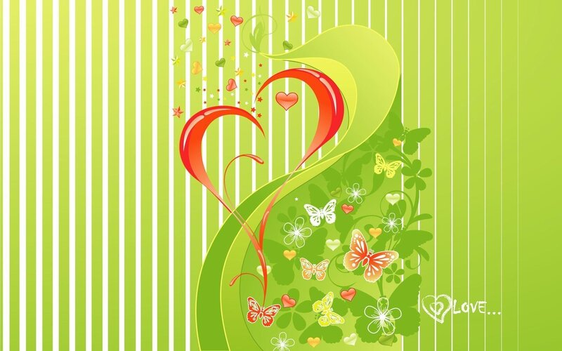green heart with butterflies