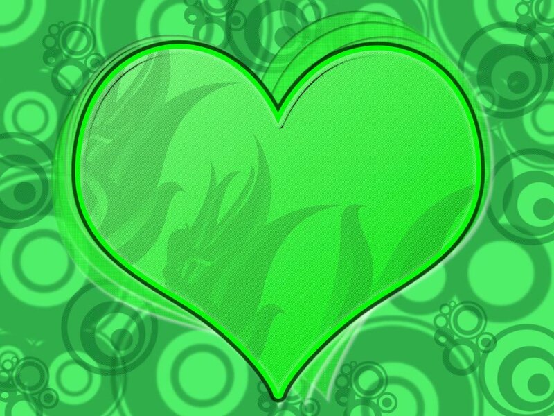 green heart with circular pattern