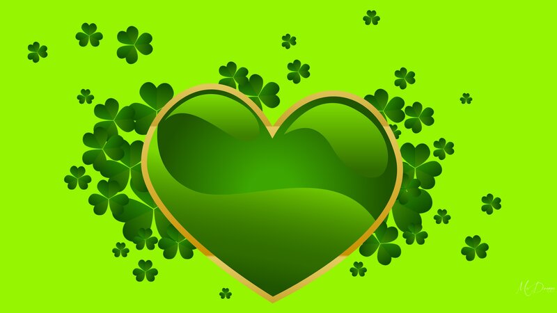 Green Heart with Clovers