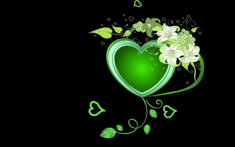 Green Heart with Flowers — Calm