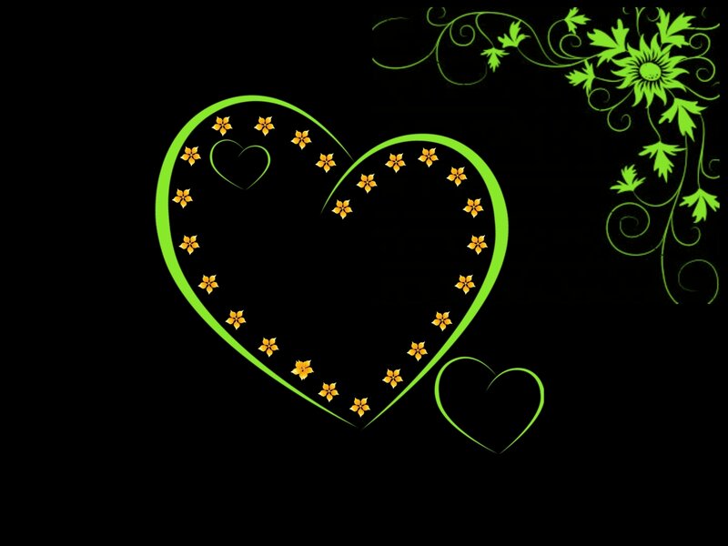 green heart with flowers