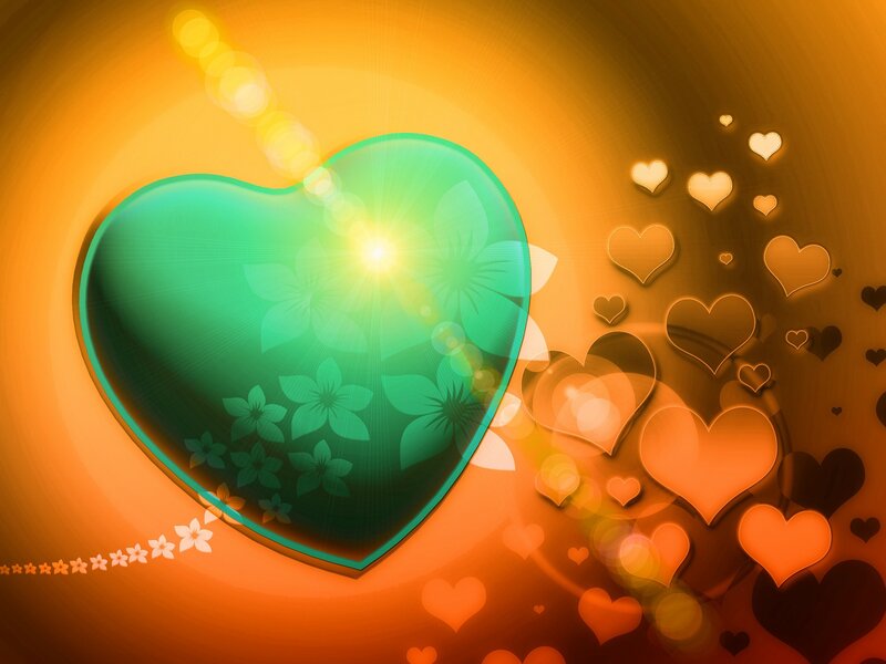 Green Heart with Flowers — Warm