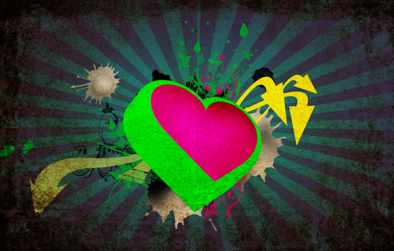 Green Heart with Pink Center