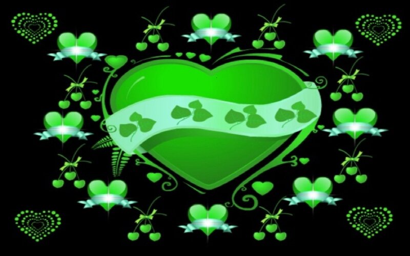 Green Heart with Ribbons