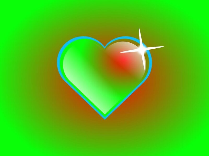 green heart with sparkle