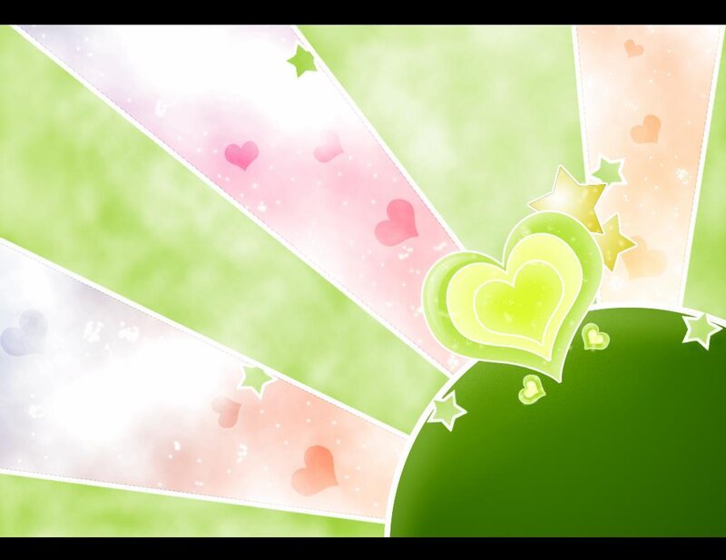 Green Heart with Stars — Playful