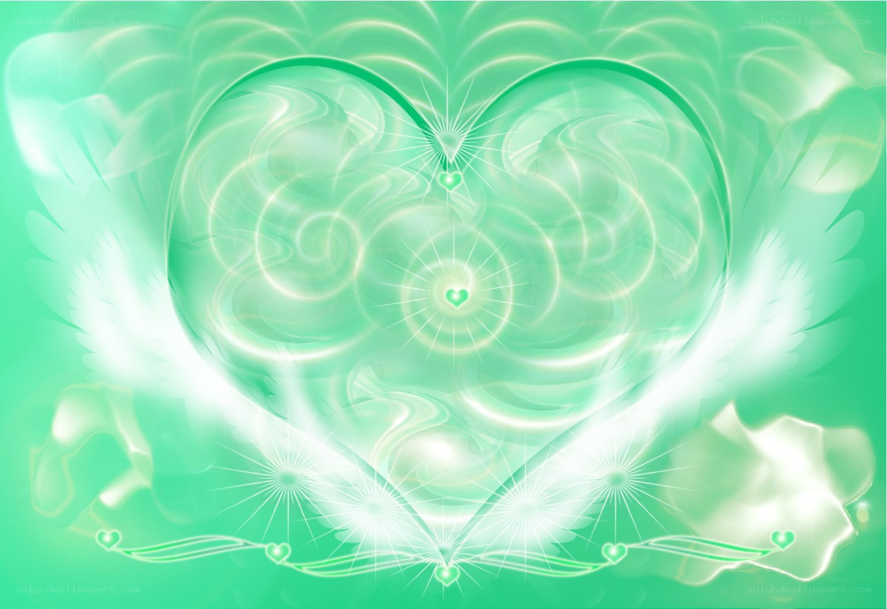 green heart with wings