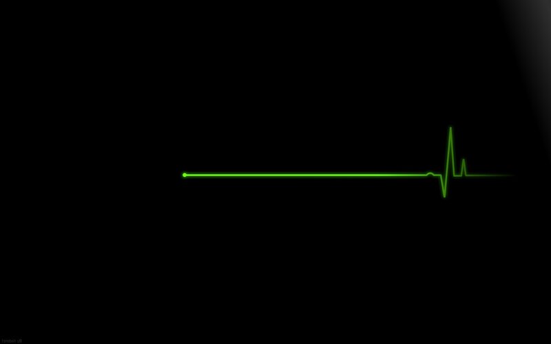 Green Heartbeat Line — Black, Calm