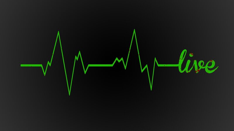 Green Heartbeat Line — Black, Dramatic, Vector Art