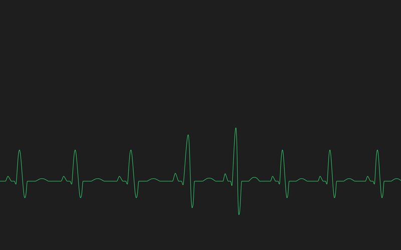 Green Heartbeat Line — Black, Neutral