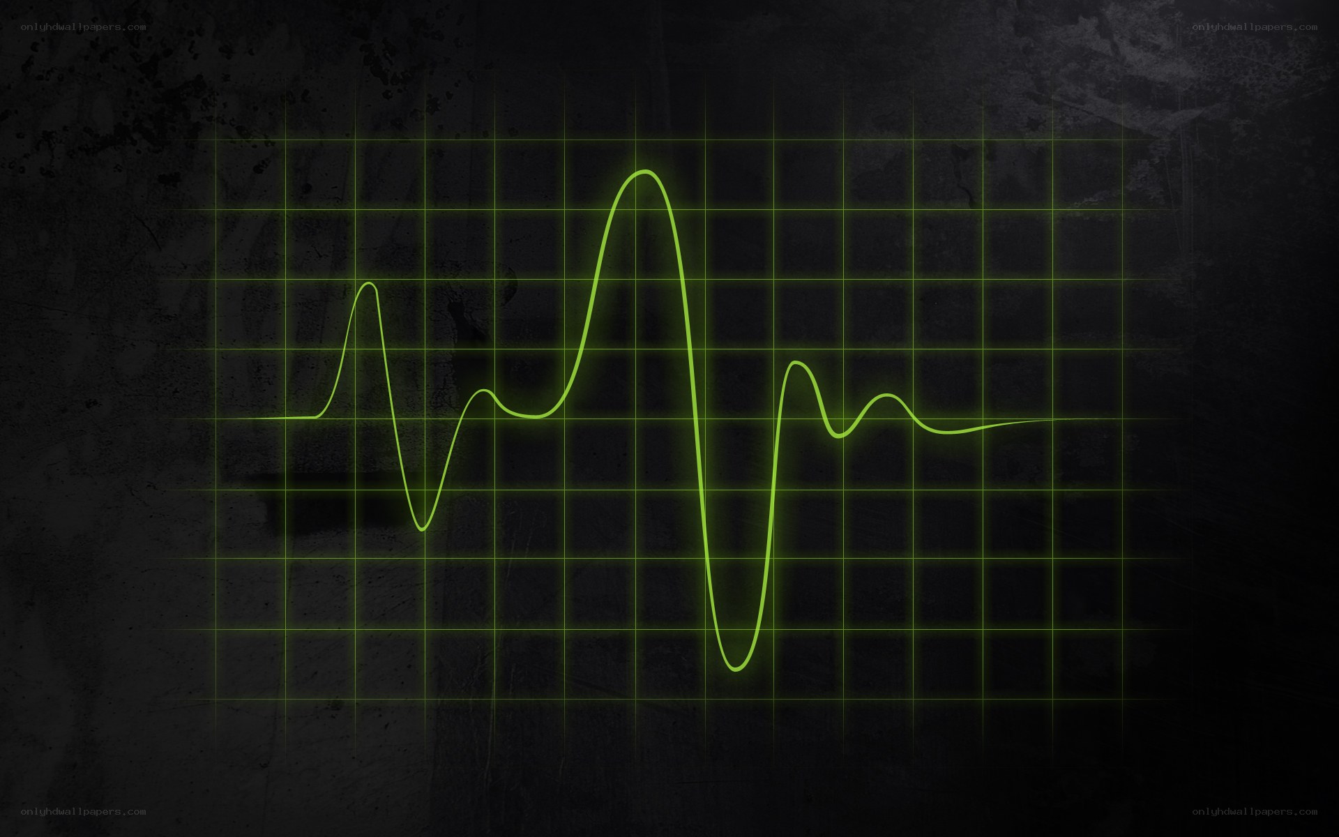 green heartbeat on dark grid