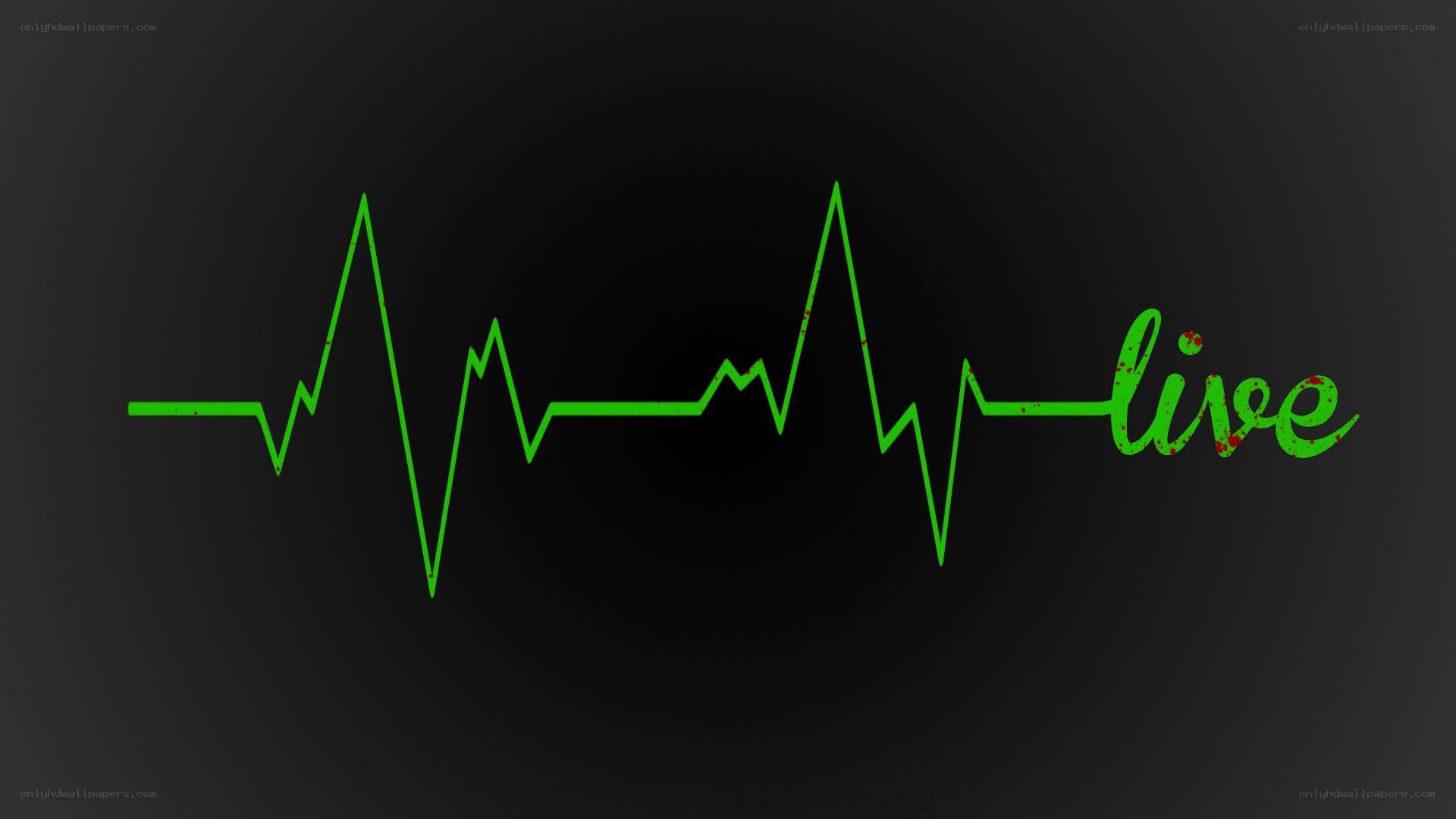 Green heartbeat with live text