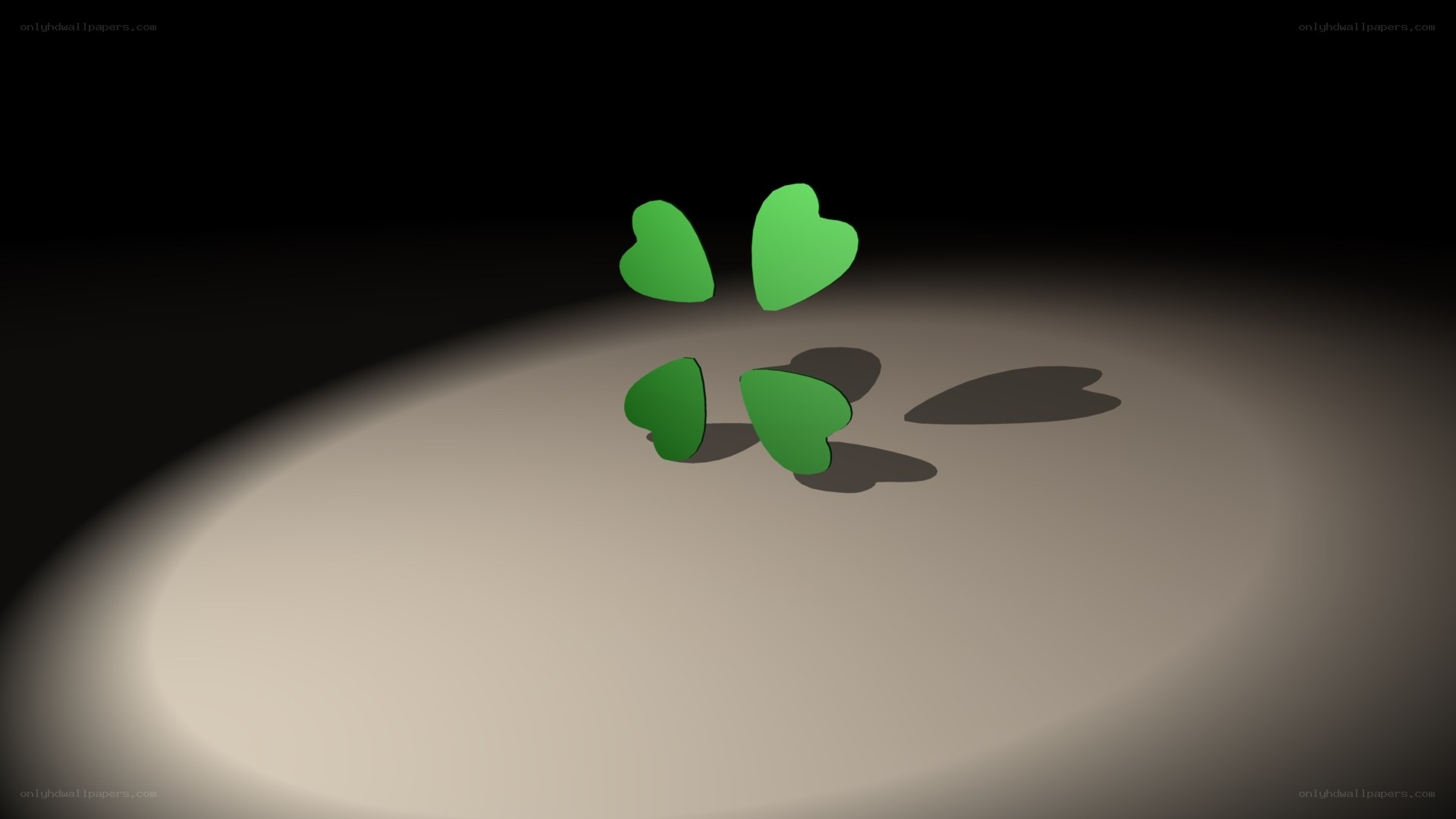 green hearts in spotlight