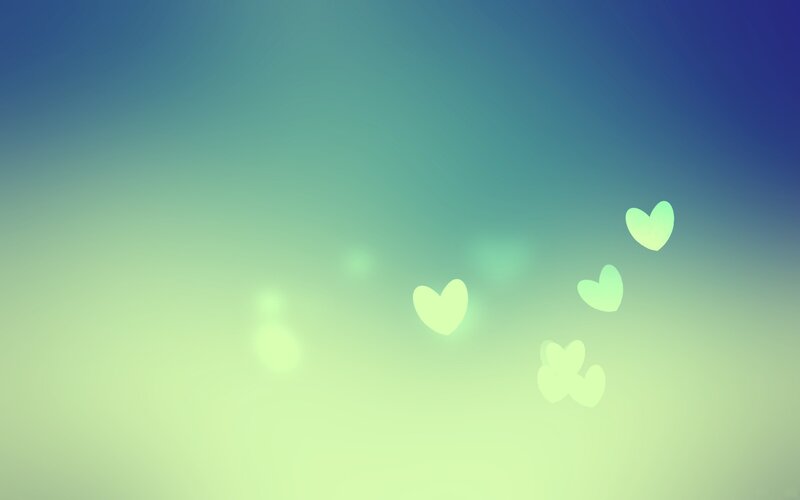 green hearts on gradient