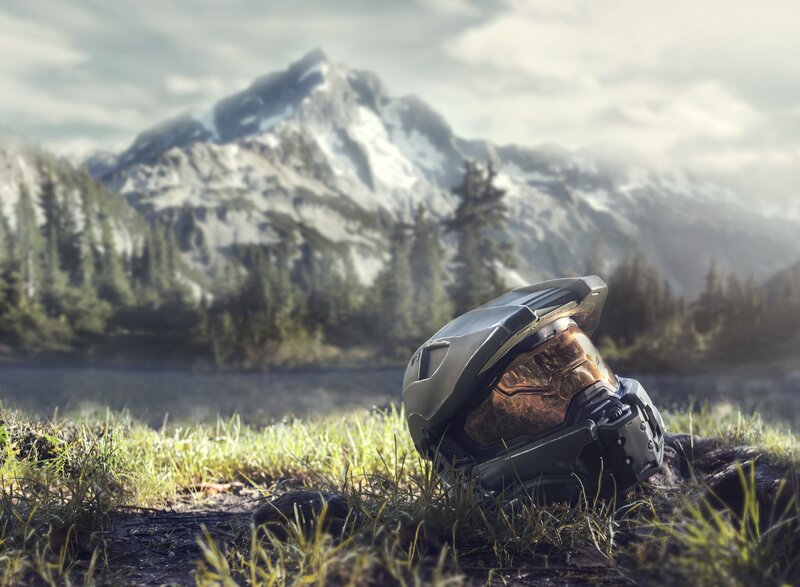 Green Helmet in Grass