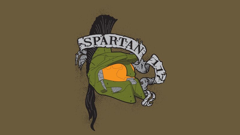 Green Helmet with Banner — Brown