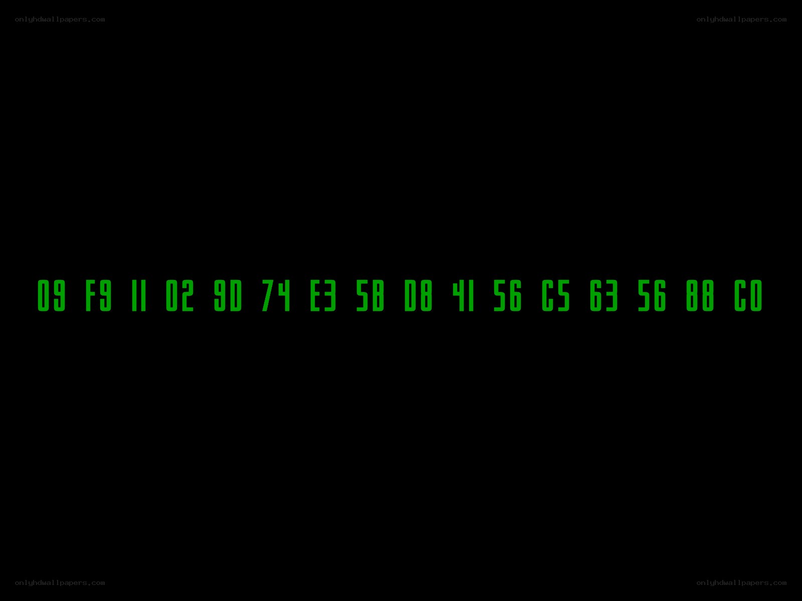 green hexadecimal string on black