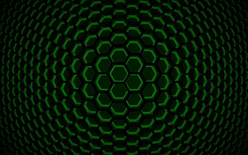 Green Hexagonal Pattern — Technological, Digital Art