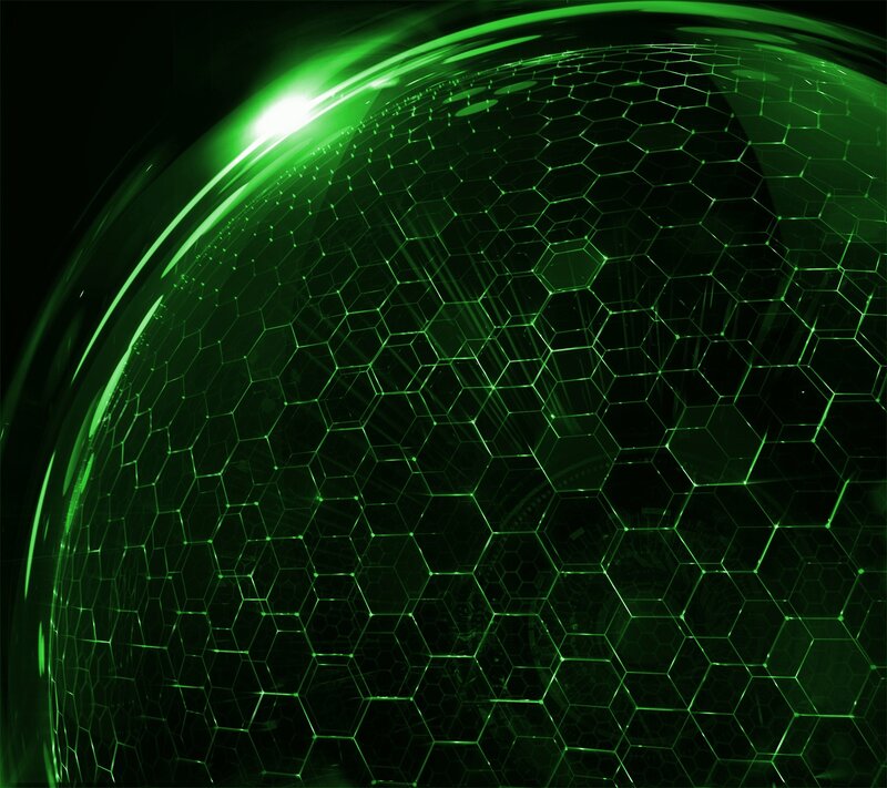 Green Hexagonal Sphere — Futuristic