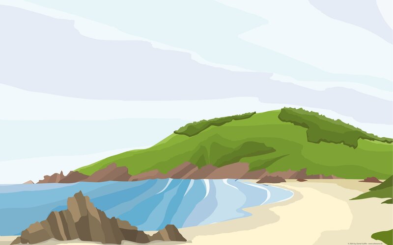Green Hill by Beach — Serene