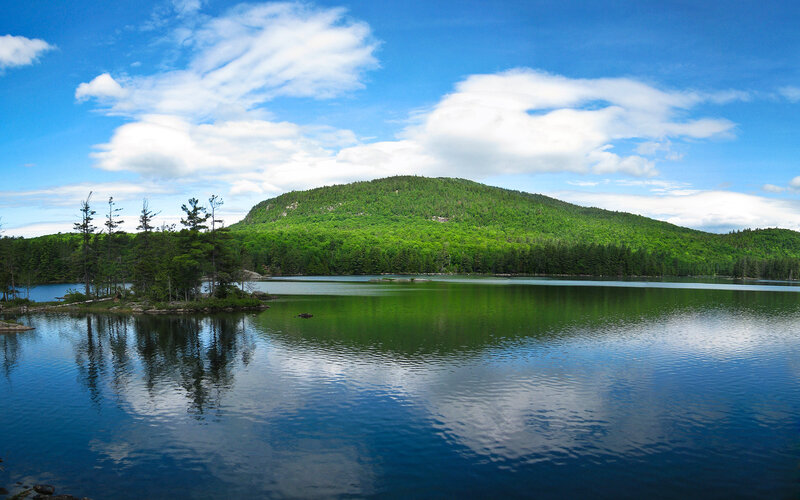 Green Hill by Lake — Blue