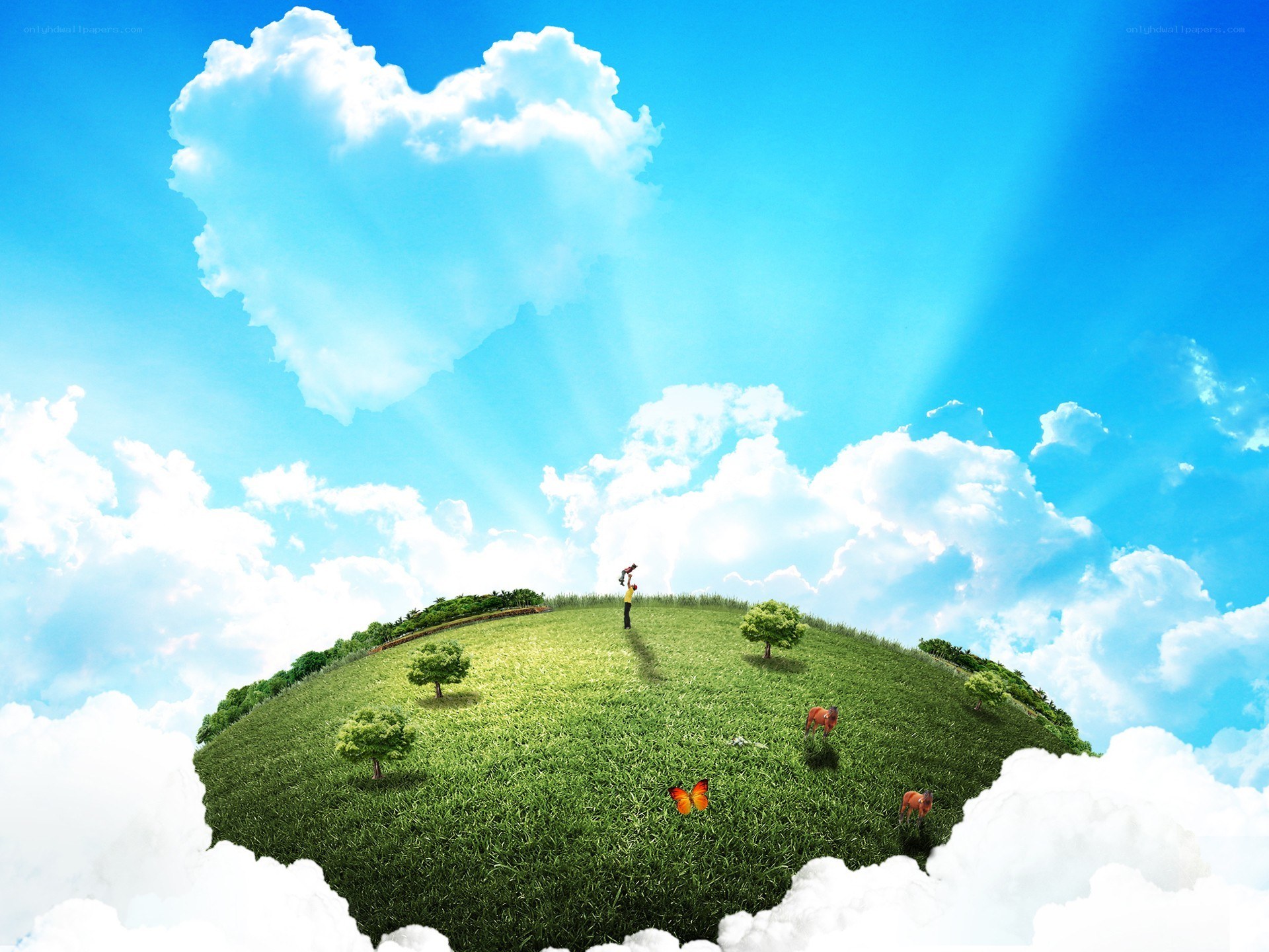 green hill in the sky