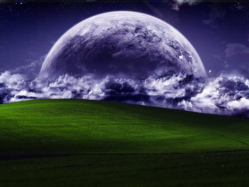 green hill under alien moon