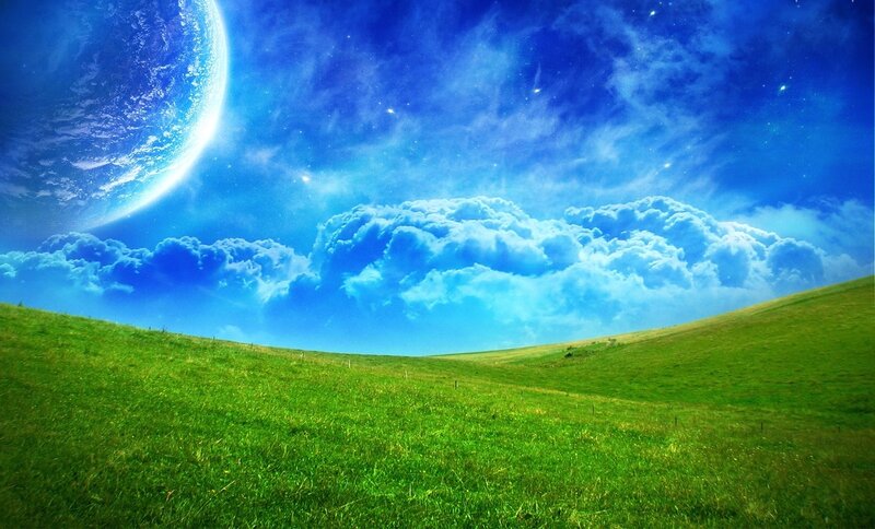 Green Hill under Alien Sky