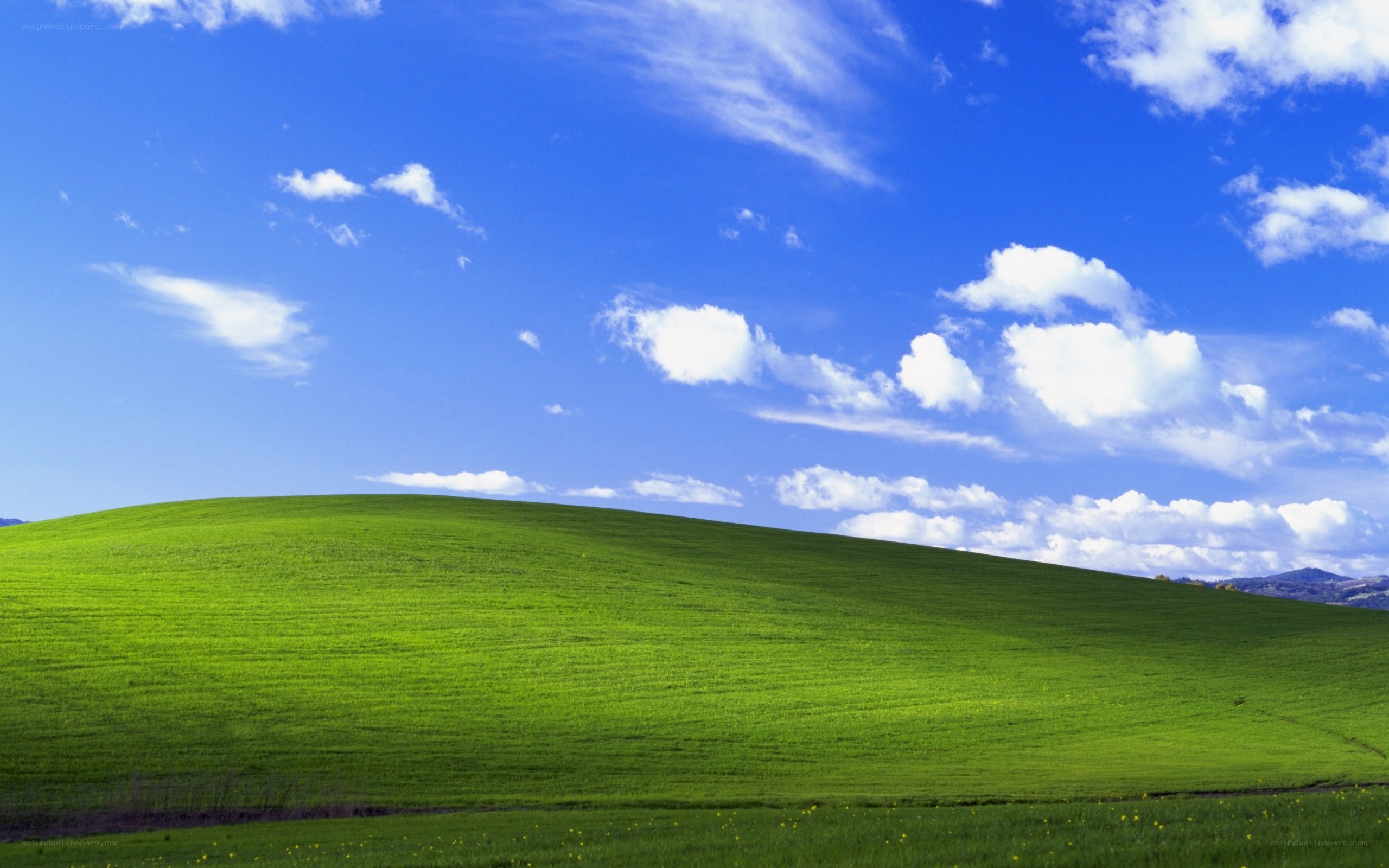 green hill under blue sky