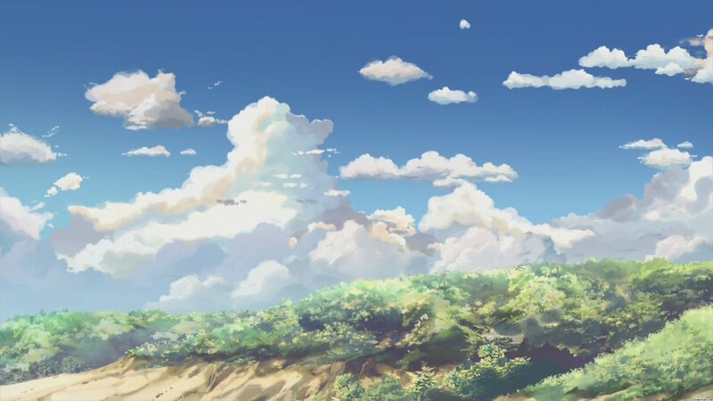Green Hill under Blue Sky — Serene, Afternoon, Anime