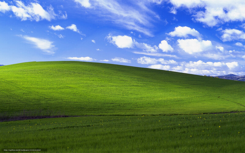 Green Hill under Blue Sky — Serene, Afternoon, Photograph, Clouds, Mountains