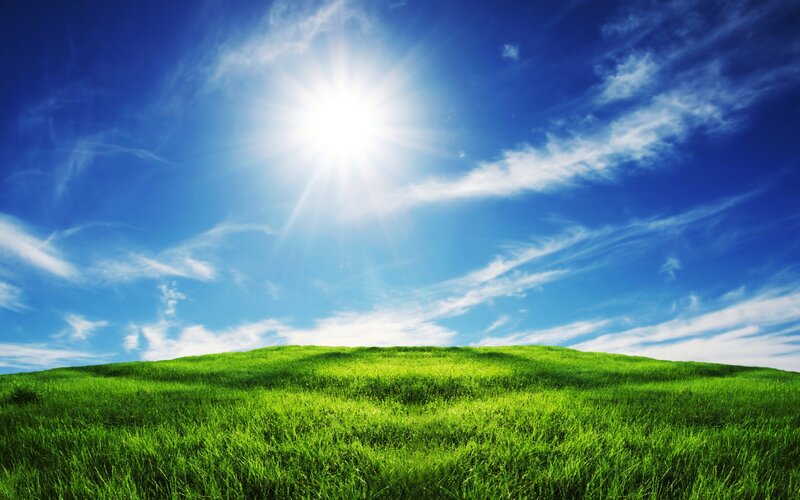 Green Hill under Blue Sky — Serene, Afternoon