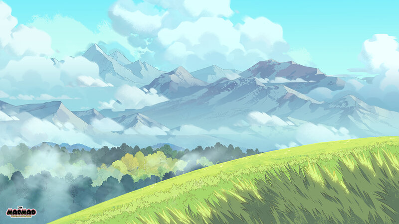 Green Hill with Mountains — Serene