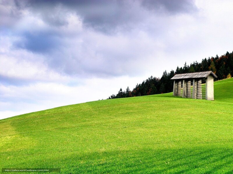 Green Hill with Small Shelter